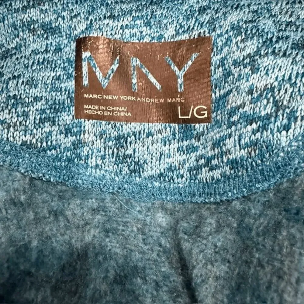 Andrew Marc New‎ York Full Zip Sweater Jacket Heathered Teal Black Size Large
